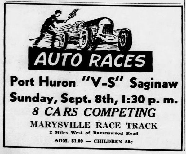 Marysville Race Track (Blue Water Speedway) - 1946 Marysville Ad From Dave Dobner (newer photo)